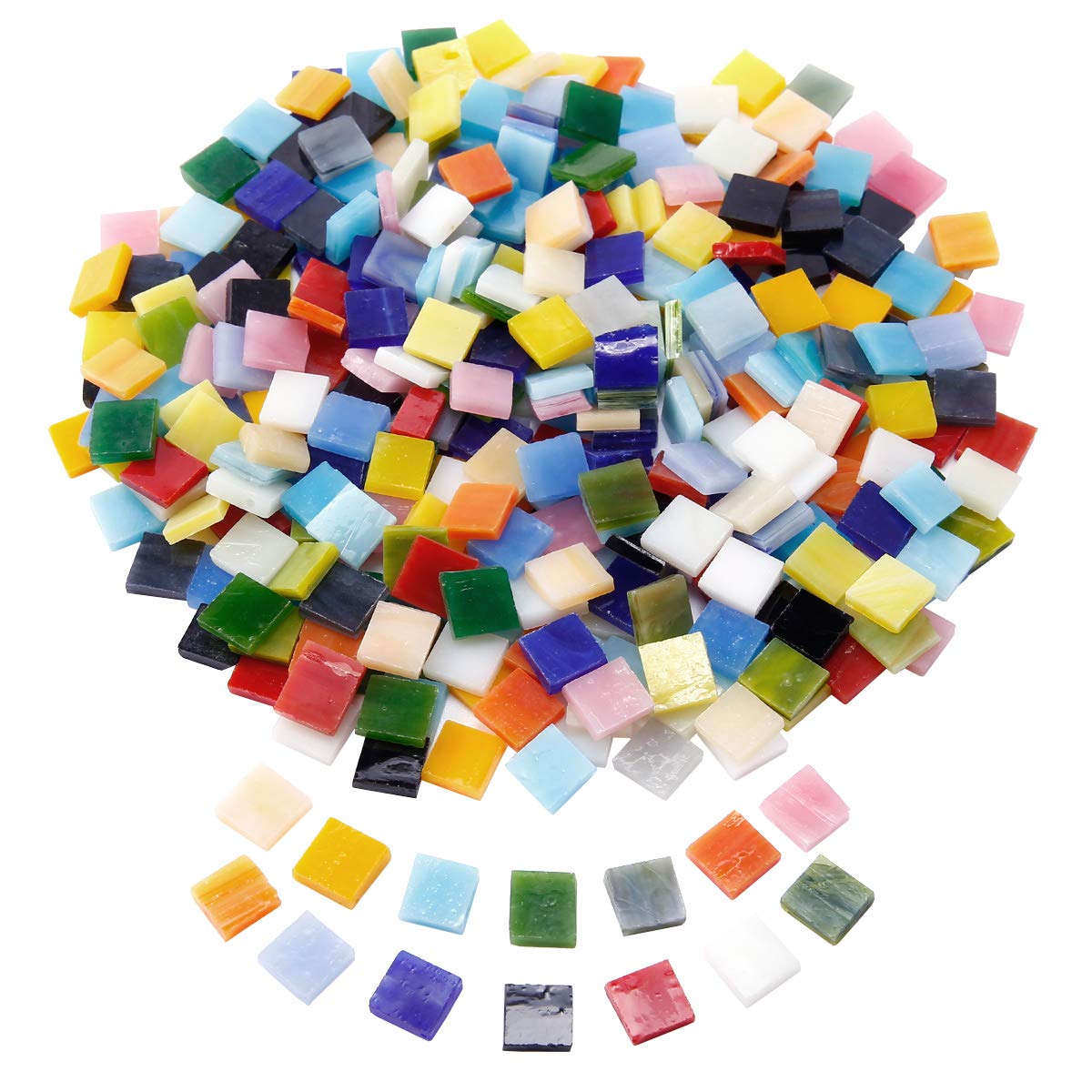 SurePromise 800pcs Mosaic Tiles Assorted Colors Square Glitter Glass