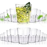 24 Pack Clear Plastic Drinking Glasses, 8 oz Shatterproof Stackable Reusable Water Cups, Unbreakable Tumblers for Juice, Water, Beverages, Coffee