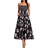 BeryLove Women Summer Floral Maxi Dress Casual Spaghetti Strap Beach Sun Dresses