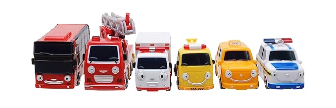Tayo the Little Bus 120 Iconix Special Mini Friends Toy Set (Citu/Alice/Nuri/Pat/Toto/Frank, Pack of 6 Pieces)