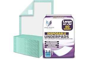 PureNexus Health Disposable Underpads 23" x 36" (58cm x 91cm), 50 Count – Absorbent Waterproof Bed Pads for Adults, Elderly, 