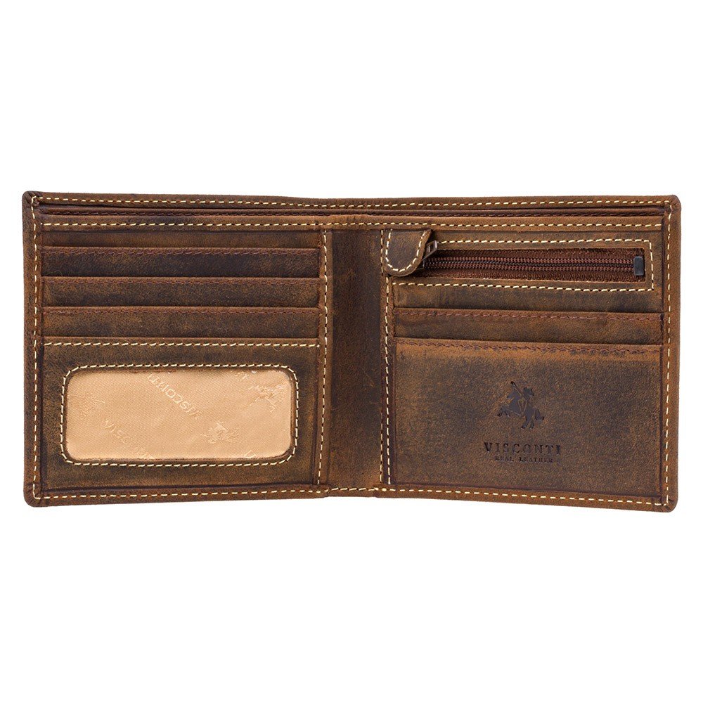 VISCONTI Made in Italy Hunter Leather Wallet Shield 707 RFID Protection (Oil Tan)