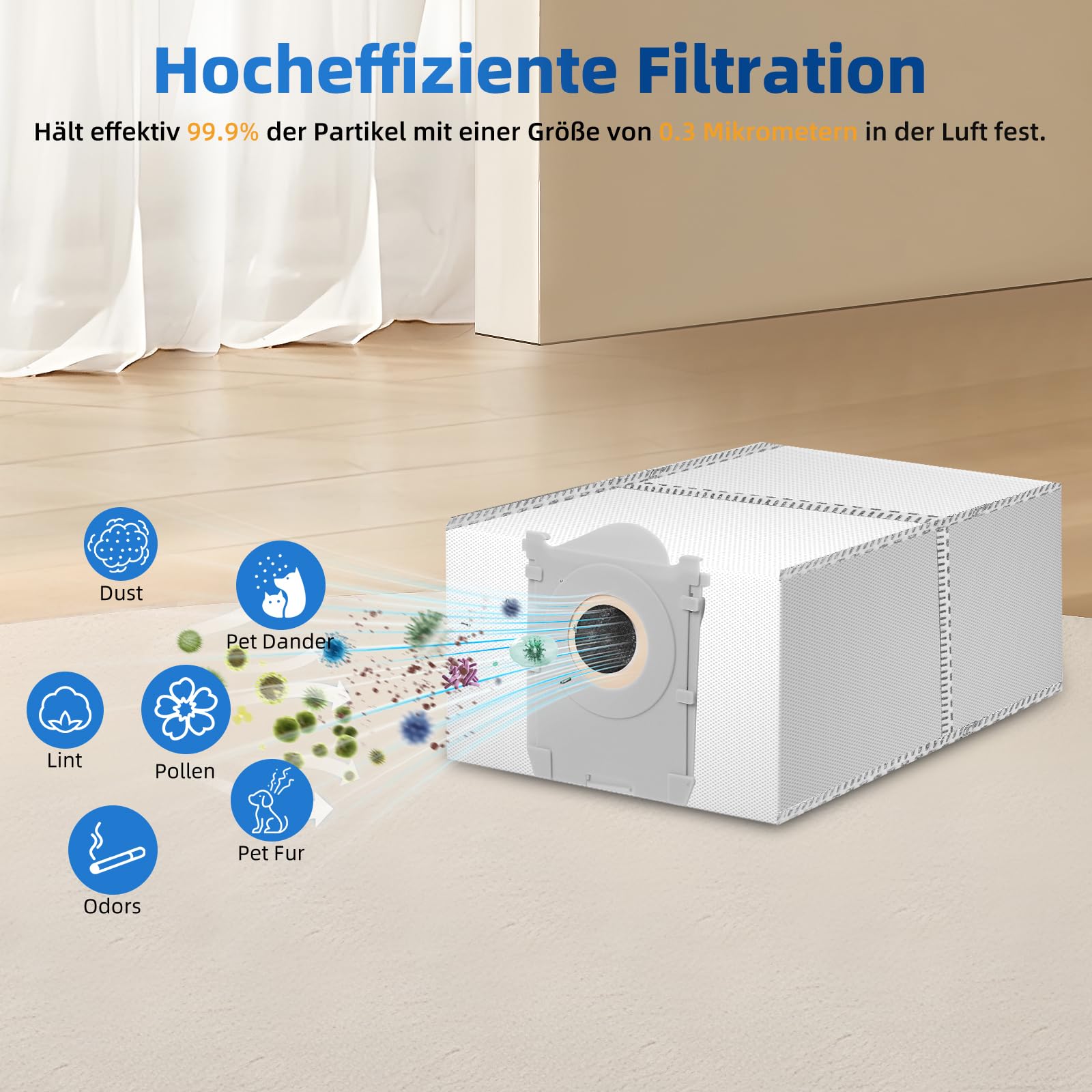 10 Stück Staubbeutel für ECOVACS DEEBOT X8 PRO OMNI / X9 PRO OMNI /X11 PRO Omni /X12 Pro Omni /T30C /T50 Pro OMNI /T80 OMNI /T90 Omni Saugroboter, 4L Aktivkohlebeutel Vakuumstation Ersatzteile Zubehör 5