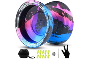 FETESNICE Y26 Professional Butterfly Yo-Yo - Dual Mode Responsive/Unresponsive Finger Spin Yoyo for Kids, Adults & Competition Players | Pro Yo-Yo with 10 Strings + Case & Gloves（Black Blue Pink）