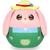 Hopearl Farmer Bunny Plush Toy, Stuffed Animal Rabbit Pillow Huggable Stuffed Animal, Smooth Plushies Pillow, for Kids Boys Girls, Pink, 12'' (Bunny)