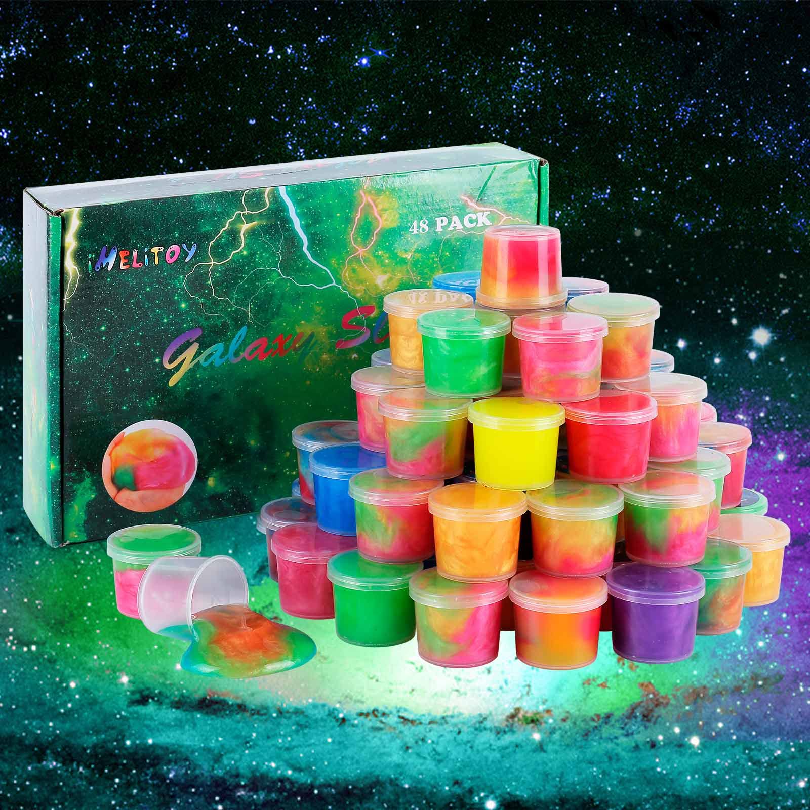 iMelitoy Galaxy Slime 48 Pack, Kids Slime Party Favors, Classroom Prize, Christmas Goodie Bag Stuffers, Valentine for Kids, Super Soft and Non Sticky Ultimate Slime Kits for Girls Ages 7 12