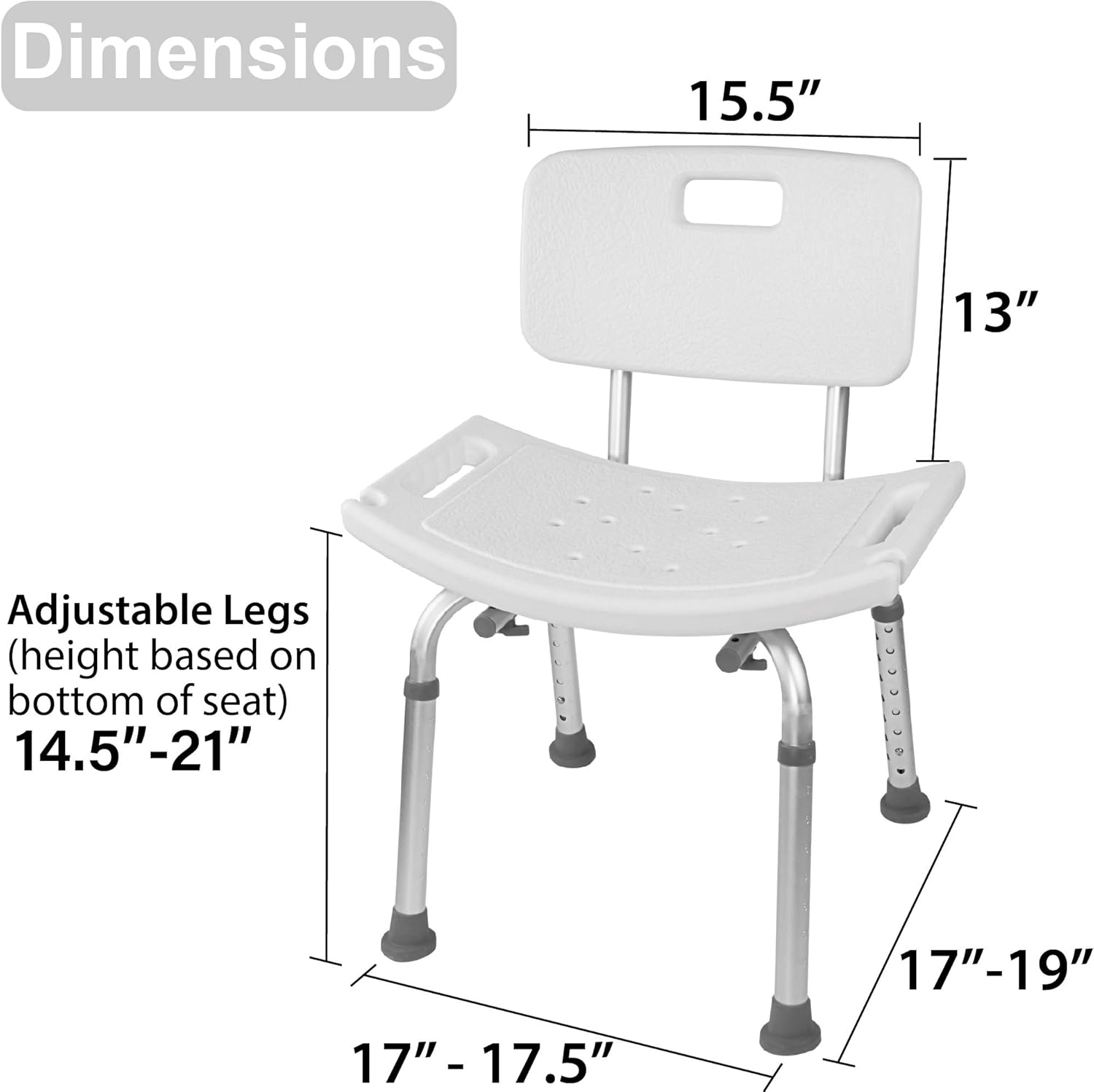 Vaunn Medical Tool-Free Assembly Spa Bathtub Adjustable Shower Chair Seat Bench with Removable Back: Health & Personal Care