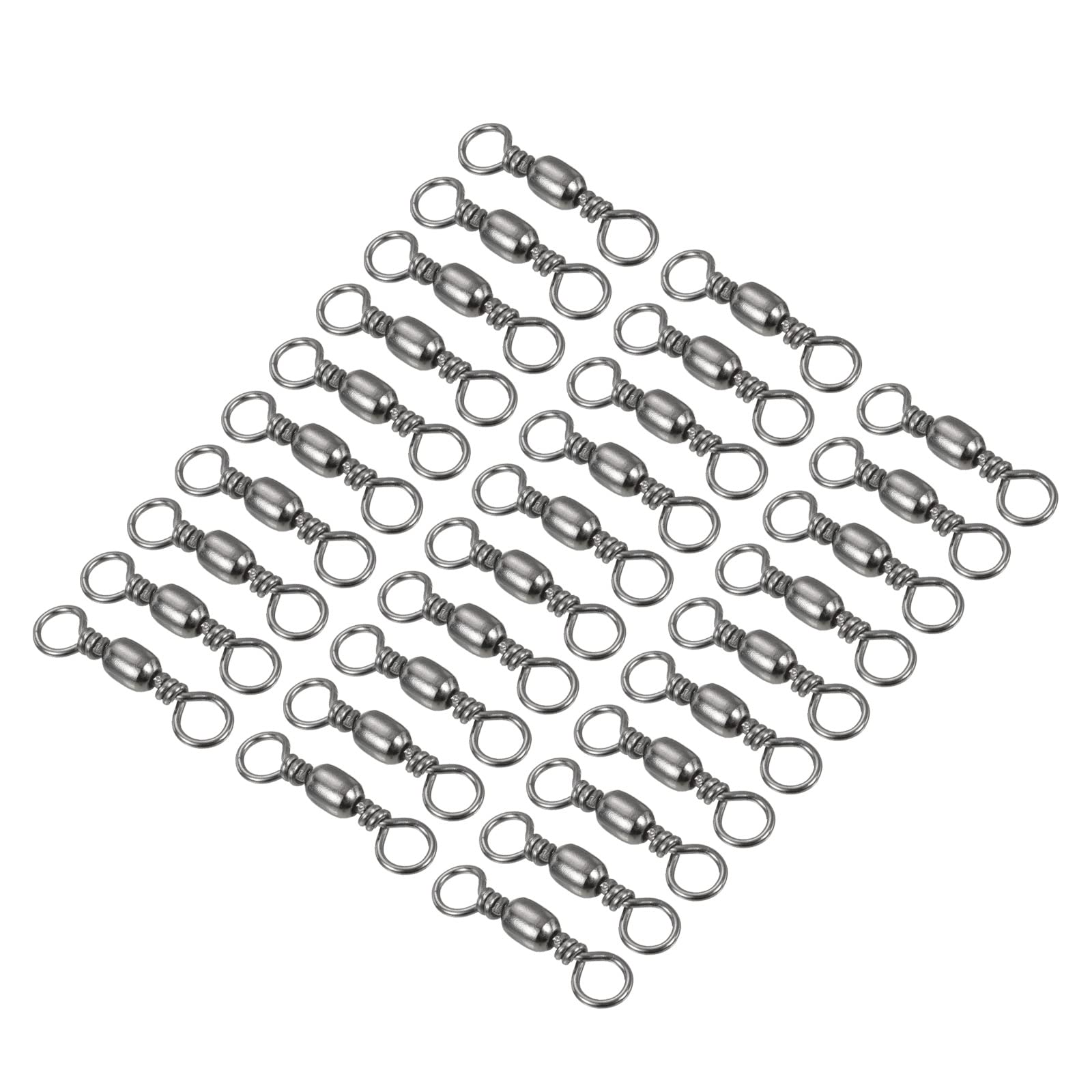 PATIKIL Fishing Barrel Swivel, 30Pcs 110lb Carbon Steel Solid Ring Terminal Tackle, Black