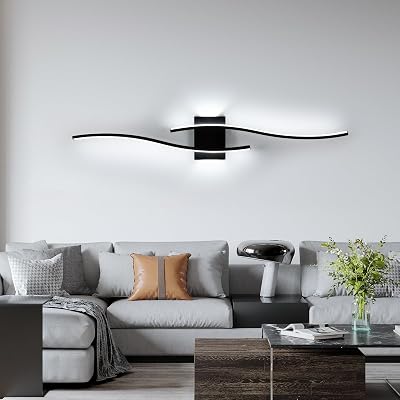 Applique da Parete Interno, 27W 3000LM Lampada da Parete Nero