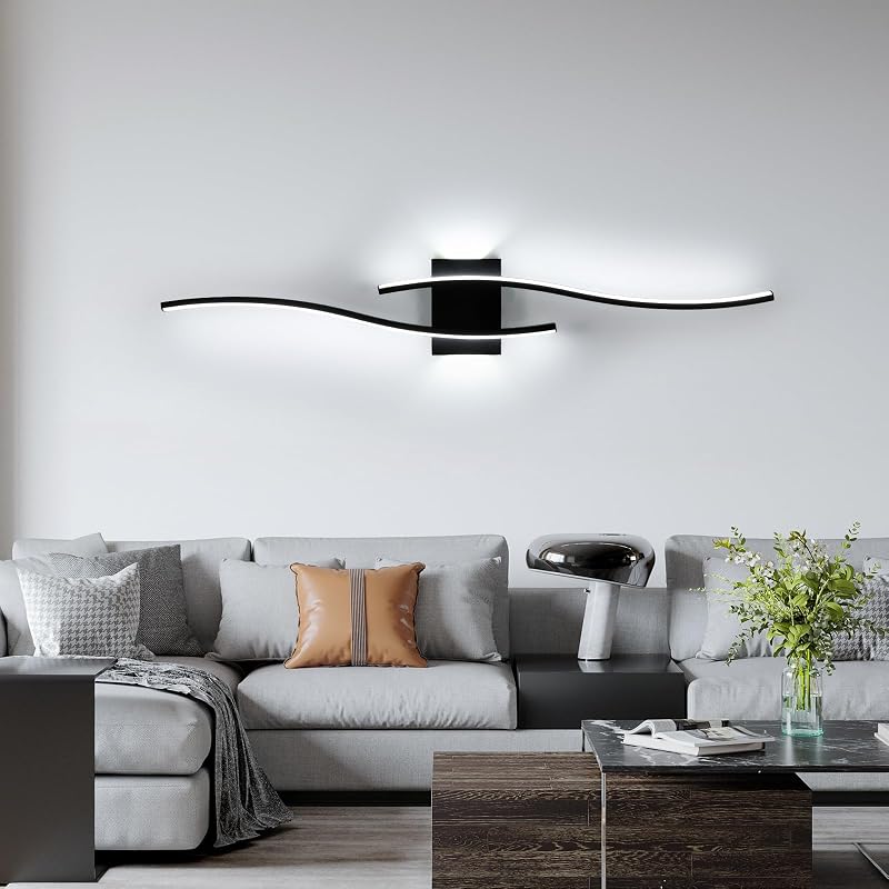 Applique da Parete Interno, 27W 3000LM Lampada da Parete Nero