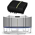 Goplus Trampoline Safety Net for 8FT 10FT 12FT 14FT 15FT 16FT Round Frame Trampoline, Weather-Resistant Replacement Enclosure Net with Double-Headed Zipper, Hooks, Net Only