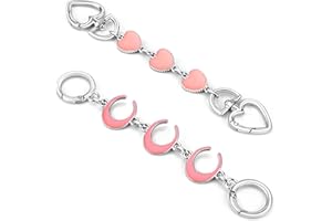 ZLSPTK 2Pcs Purse Extender Chain Silver Pink Bag Extender Chain Heart Purse Strap Extender Moon Purse Strap Replacement Crossbody Purse Accessories for Women Bag Charms for Handbags Tote Bags Purse Making