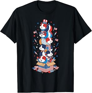 Funny Guinea Pig American USA Flag Memorial Day 4th of July T-Shirt