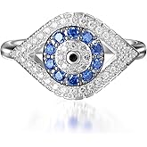 PEIMKO 925 Sterling Silver Turkish Evil Eye Rings for Women, Cubic Zirconia Evil Eye Signet Ring Mother Day Jewelry Protection Lucky Gift Size 3-12