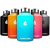 HYDRO CELL Stainless Steel Insulated Water Bottle with Straw - For Cold & Hot Drinks - Metal Vacuum Flask with Screw Cap and Modern Leakproof Sport Thermos for Adults (Teal/Blue 64oz)