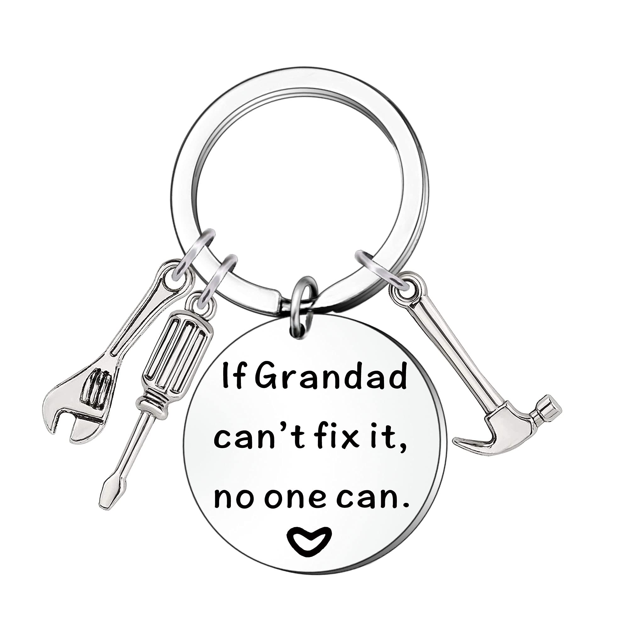 FMCC Grandad Gifts -Grandad Birthday Christmas Keyring Fathers Day Gift for Grandads-If Grandads Can't Fix It No One Can