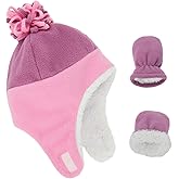 Century Star Baby Fleece Hat Warm Earflap Kids Caps Toddler Boys Winter Hat and Mitten Set