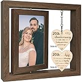 EYITUPC 20th Wedding Anniversary Wood Picture Frame Gifts for Couple Wife Husband, 20 Year Anniversary Photo Frame Gifts for Him Her (Display Two 4x6)