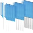 Patelai 30 Pcs Rat Tail Combs Bulk Steel Pin Rat Tail Carbon Fiber Heat Resistant Teasing Combs Fine Tooth Pintail Braiding H