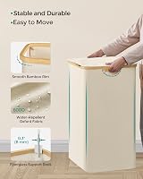 SONGMICS 150L Laundry Basket with Lid 3-Section Collapsible Cream White view 7