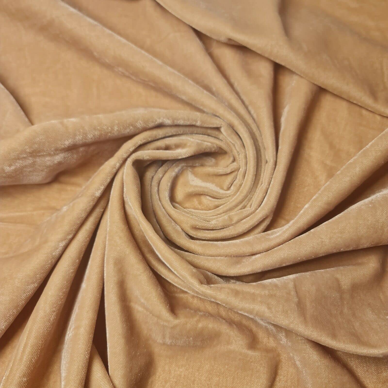 Three Crown Velvet Fabric Soft Strong Material - Home Decor, Curtains, Upholstery, Dress - 112cm Wide (Gold, 1 Meter)