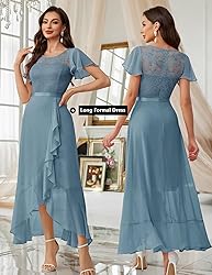 BeryLove Prom Dresses for Women Wedding Guest Ruffe