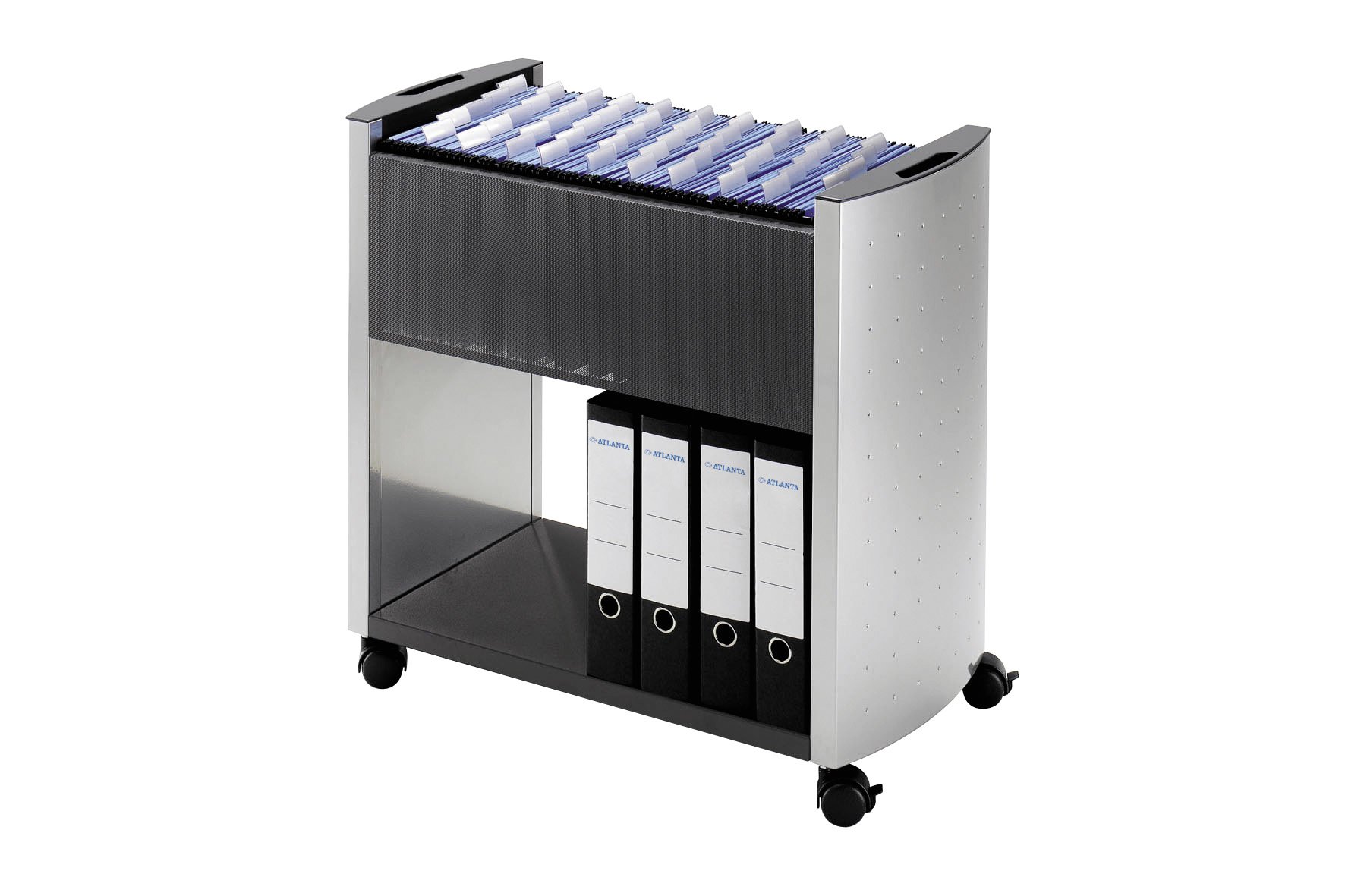 Durable Suspension File Trolley DESIGN LINE A4 | Holds Up To 80 A4 Suspension Files | Metallic Silver/Charcoal Colour | Easy to Assemble