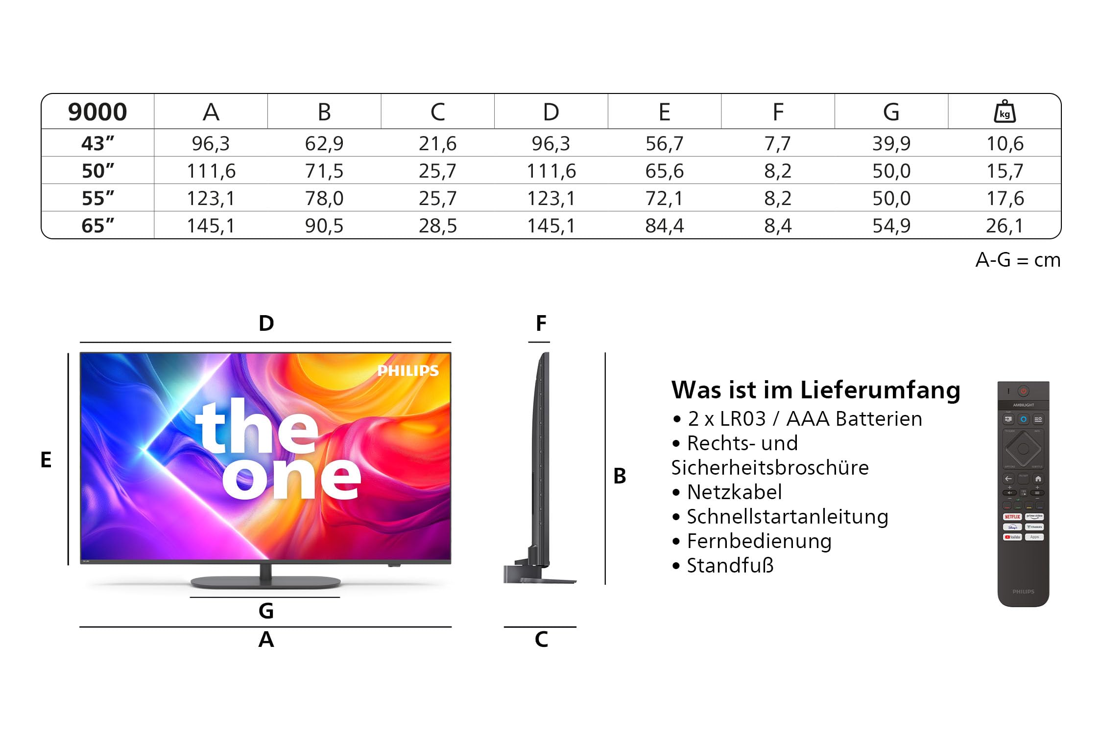 Philips Ambilight 'The One' 75PUS9000 4K QLED Smart TV - 75 Zoll Display mit P5 Perfect Picture Engine Ultra HD, Titan OS, Dolby Vision und Dolby Atmos Sound 3