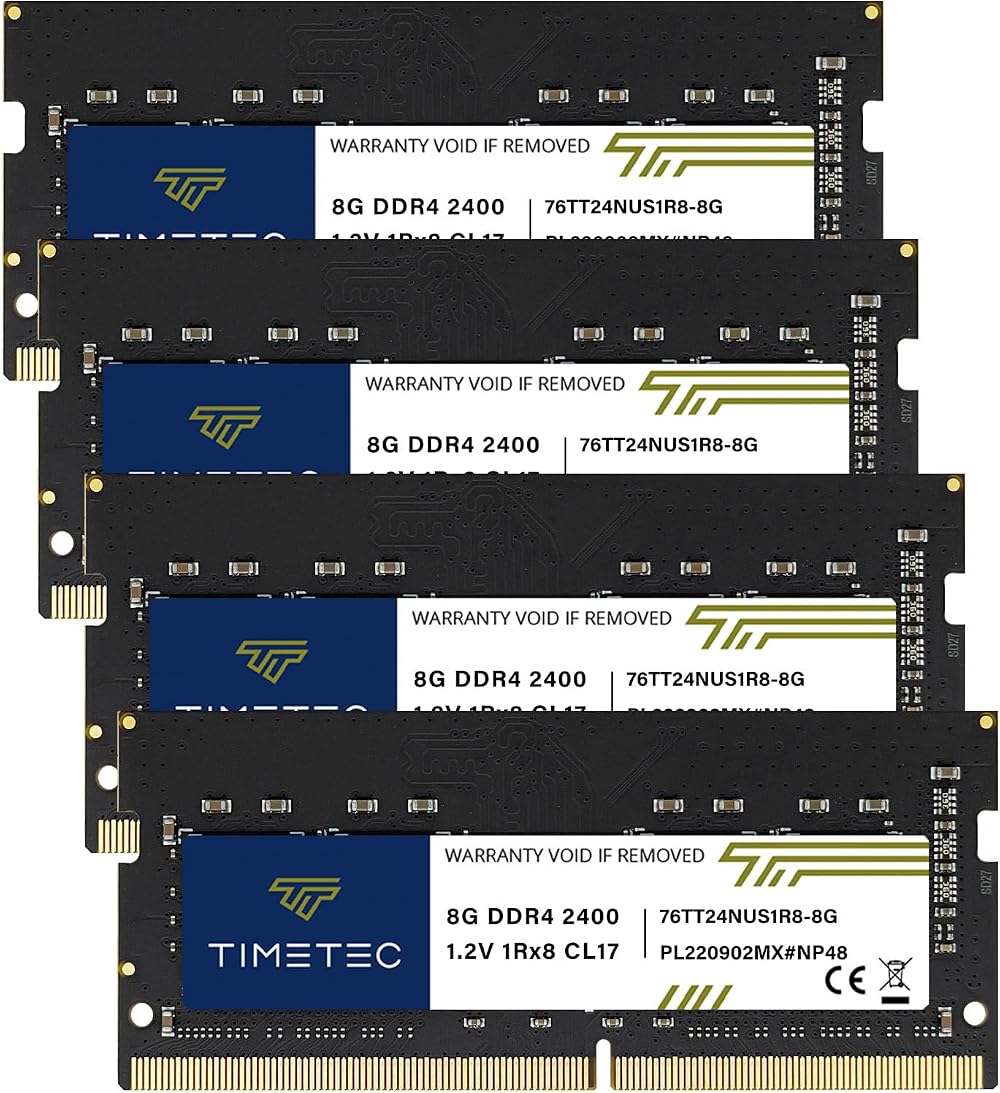 Timetec 32GB (4x8GB) DDR4 2400MHz SODIMM PC4-19200 260-Pin Laptop RAM