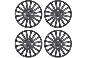 I1MOTOR Hubcaps 15", Wheel Rim Cover Universal R15 Hub Caps, Snap On Car Pickup Truck SUV, Wheel Covers, Set of 4, 15-Inch, Matte Black Painted