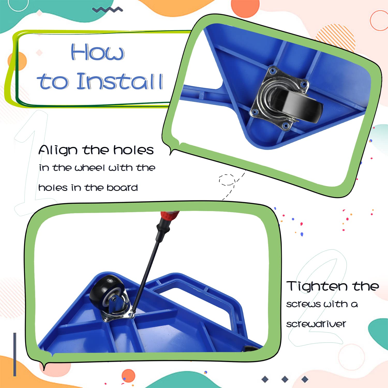 Sports Scooter Board with Handles, Floor Scooter, Sitting Scooter Board for Kids Sports Activities, Age: Over 6 Years Old