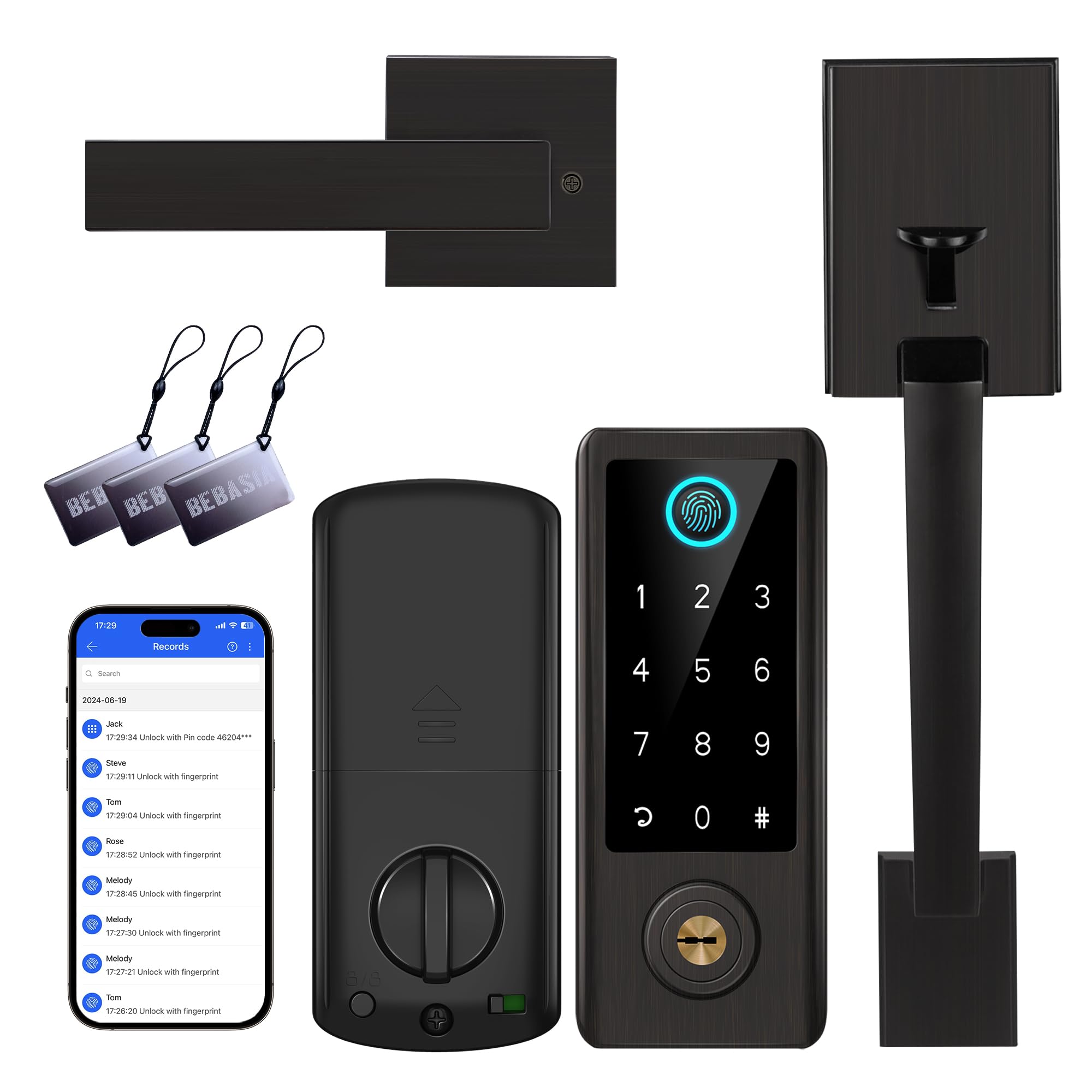 Photo 1 of ***I DON'T KNOW IF IT WORKS** Fingerprint Door Lock with Handle Sets, BEBASIA Keyless Entry Door Lock, Bluetooth Front Door Lock Set, Smart Deadbolt, Electronic Keypad Digital Lock with Handle, Aged Bronze