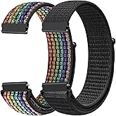 FTYQUEE 2 Pack Nylon Watch Bands Compatible with 16mm 18mm 19mm 20mm 22mm Watch Bands Quick Release Replacement Wristband, Adjustable Stretchy Straps Fabric Bands for Men Women
