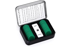 Bilywey Left Right Center Dice Game Set with 3 Dices + 36 Chips (Green)