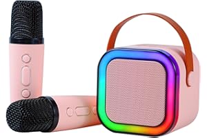 PROLPINGS Karaoke Machine for Adults and Kids,Portable Karaoke Machine with 2 Wireless Bluetooth Microphones Best Birthday Gift Meetings, Parties with Carrying Handle/Echo/Vocal Cut,Support TF/USB/AUX