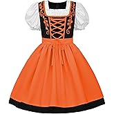 JerrisApparel Girl Dirndl Oktoberfest Costume Bavarian Beer Festival Dress Maid Apron Halloween Cosplay Outfits