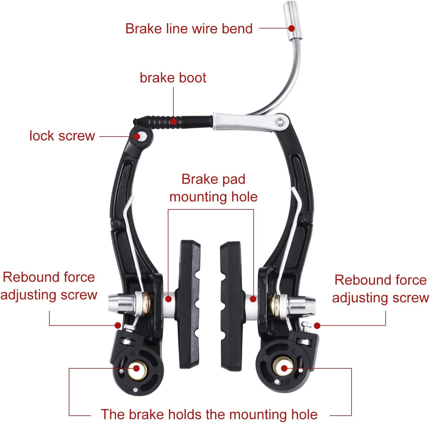 Boao 2 works Bike Brakes Set Universal Bike Brakes Mountain Bike Replacement for Most Bicycle and 2 Pieces Mountain Bike Brake Cables Bike Gear Shift Cable Wire - Image 5