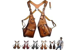 Alkyne 2024 New Anti-Theft Leather Harness, Brown Leather Double Shoulder Bag With Pocket, Retro Underarm Shoulder Holster Bag