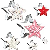 FUSOTO 6PCS Star Cookie Cutters Set, 6 Sizes of Star Cookie Cutters-4.8”,4.6”, 3.9”,3.2”,2.4”,1.6”, Stainless Steel Cookie Cu