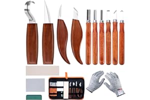 GDLIN Wood Carving Tools Set, Wood Whittling Kit for Beginners Kids and Adults - Wood Carving Kit with Detail Wood Carving Knife, Whittling Knife, Wood Chisel Knife, Gloves, Carving Knife Sharpener