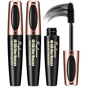 2PCS 4D Silk Fiber Eyelash Mascara,Extra Long Lash Mascara and Thick, Long Lasting, Waterproof & Smudge-Proof Eyelashes
