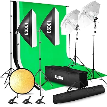 ESDDI Professionelles Fotostudio-Set 2.6M x 3M / 8.5ft x 10ft Hintergrund-Unterstützungs-System 3X Hintergrundgewebe Softbox-