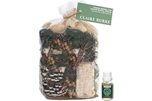 Claire Burke Fresh Royal Fir Potpourri Bag and Oil Set, Winter Forest Scent for Home, 64 oz