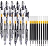 M&G 10Pcs Gel Pens + 10Pcs Gel Pen Refills, 0.5mm Black Ink Gel Pens Fine Point Smooth Writing, Retractable Gel Ink Pens with High Capacity & Quick Drying Ink for Journaling Office School Women Men