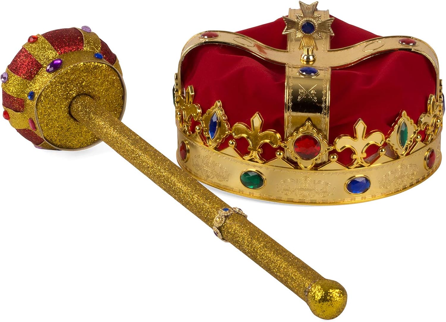Funny Party Hats Royal King’s Crown & Scepter - King Costume - Gold Costume Crown - Dress Up Accessories - 2 Pc: Toys & Games