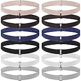 IANFAN 12 Pcs No Show Elastic Stretch Belts for Women, Invisible Adjustable Strap Belt with Flat Buckle for Jeans Pants Dresses