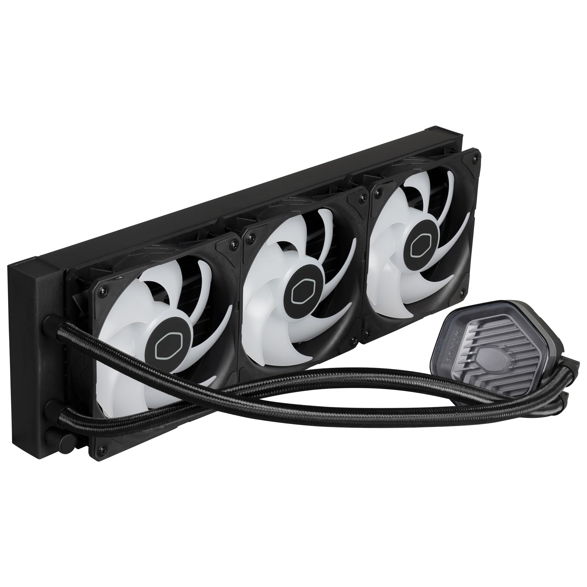 Cooler Master MasterLiquid Atmos 360 Black CPU-Wasserkühler – AIO-Wasserkühlung, Doppelkammerpumpe, vorinstallierte Sickleflow 120 Edge-Lüfter, adressierbares Gen 2 RGB, LGA1700- & AM5 – Schwarz 3