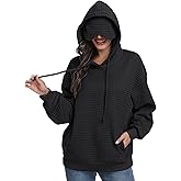 SeSe Code Hoodie With Eye Mask Waffle Hooded Sweatshirts Womens Travel Airplane Sleep Hoodies Mens Oversized Pullover