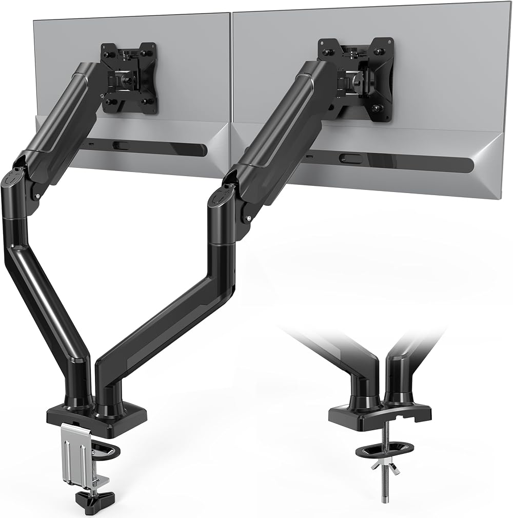 BONTEC Dual Monitor Desk Mount 30 inch Gas Spring Arm VESA 75x75 100x100