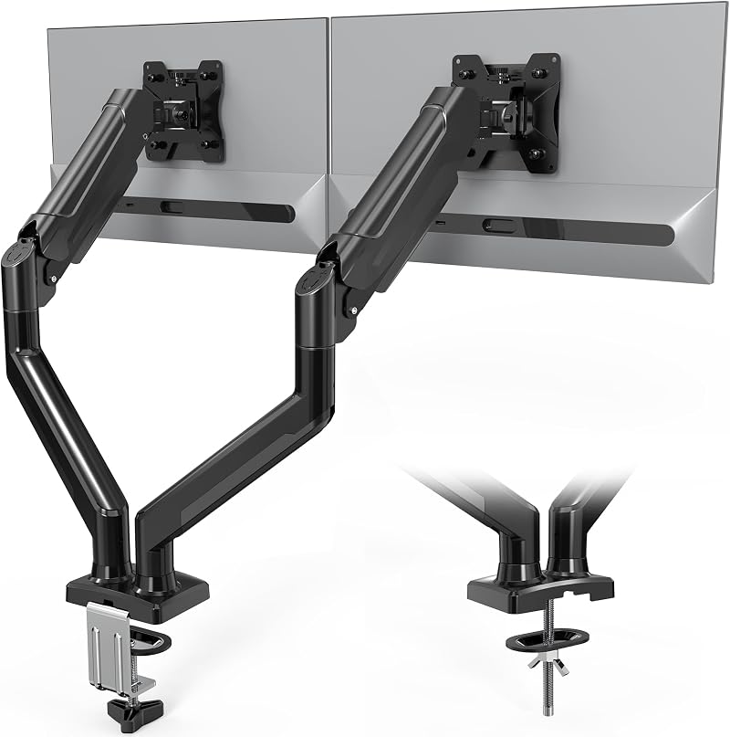BONTEC Dual Monitor Desk Mount 30 inch Gas Spring Arm VESA 75x75 100x100